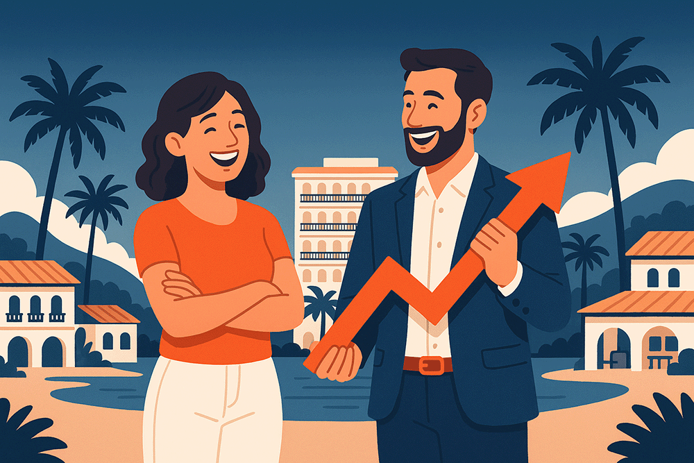 Empresarios turísticos sonrientes